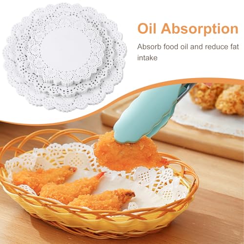 200-Pack White Lace Paper Doilies - 6.5, 8.5, and 10.5 Inch Assorted Sizes