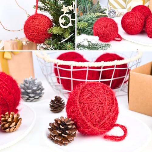 CCAMSSELY Burgundy Christmas Crochet Ornaments 3.15 Inch - Shatterproof Holiday Decorations Bulk Pack of 9
