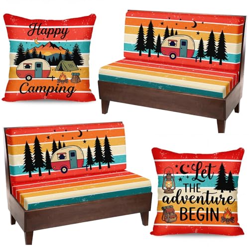 6-Piece RV Dinette Cushion Covers Set - Retro Sunset Design
