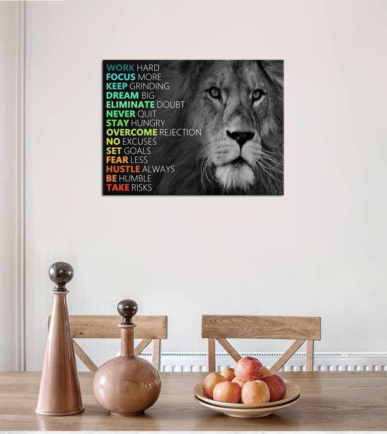 WYJDFART Motivational Lion Canvas Wall Art 18x24 Inches A-ONE-17 Home Decor