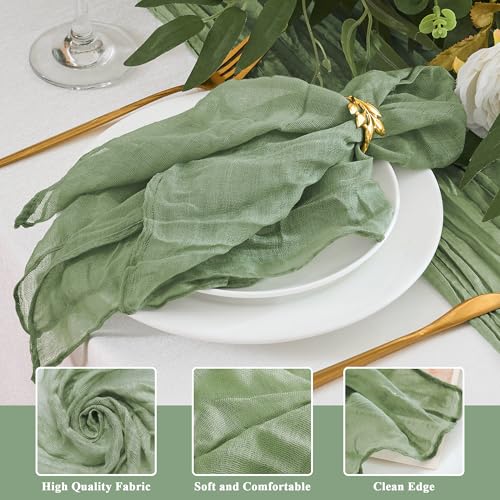 12-Pack Sage Green Cheesecloth Napkins, 20" x 20" Rustic Gauze Table Decor