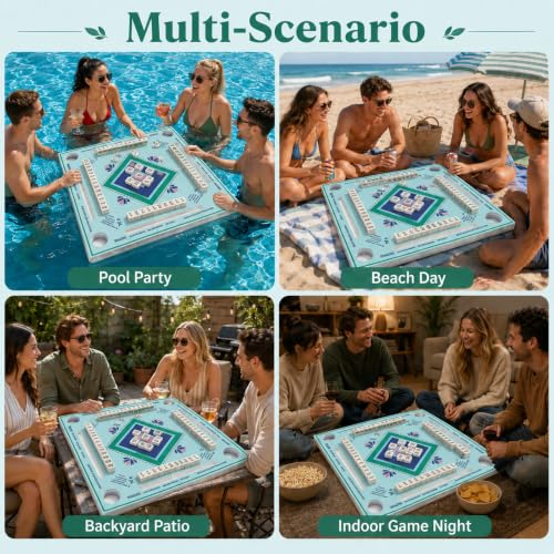 31.5-Inch Floating Mahjong Table for Pool, Reversible EVA Game Board