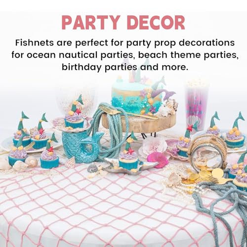 Decorative Cotton Fish Net for Photo Display, 79 x 59 Inch Pink Wall Decor