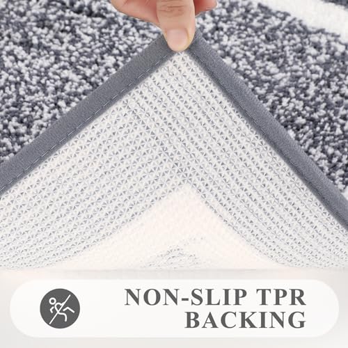 Pauwer 3-Piece Bathroom Rug Set Soft Microfiber Non-Slip Dark Grey