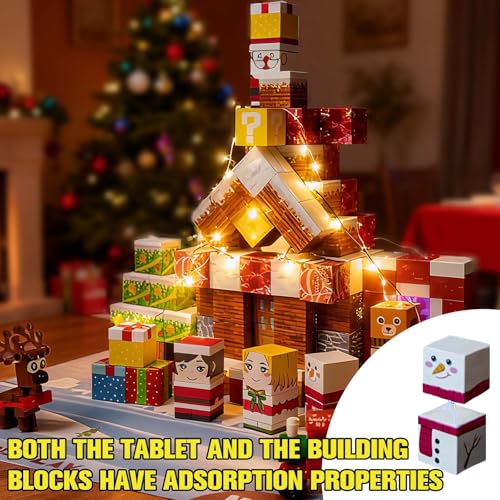 Christmas Snowy Village Advent Calendar with Santa, Reindeer, Train & Gifts - Holiday Decor Gift