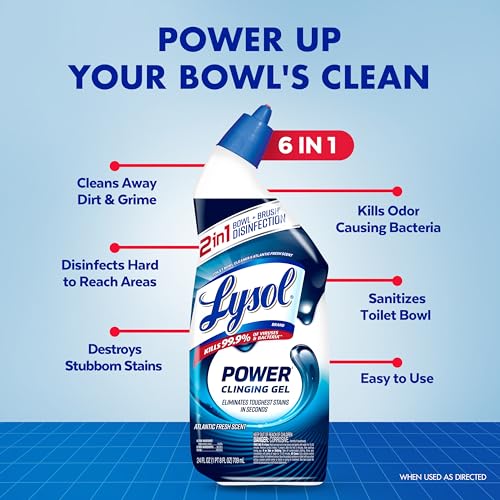 Lysol Toilet Bowl Cleaner Clinging Gel Atlantic Fresh 24 oz - Pack of 2