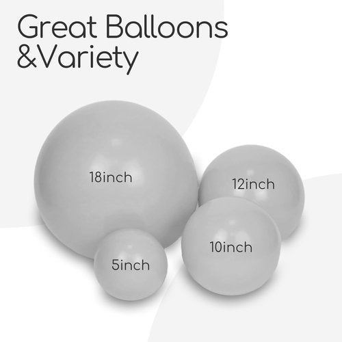 Gray Balloons Kit by [Brand Name] - 120 Pcs in 5-18 Inch Sizes for Birthday, Baby Shower & Wedding Decor