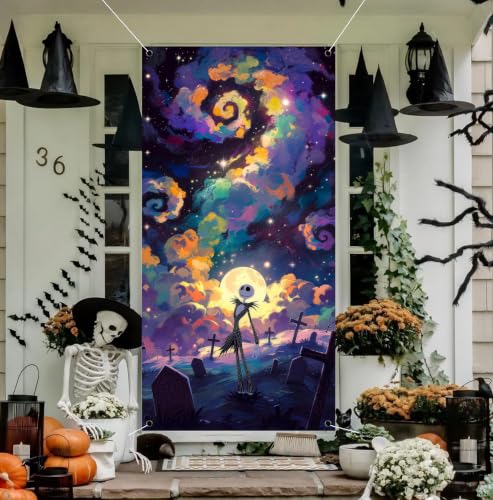 Halloween Door Cover 71x35in Horror Movie Backdrop Porch Banner
