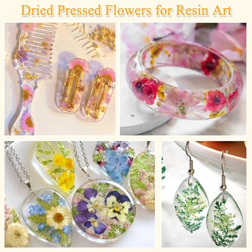 124 Pcs Natural Dried Pressed Flowers and Leaves Kit with Tweezer for Crafts