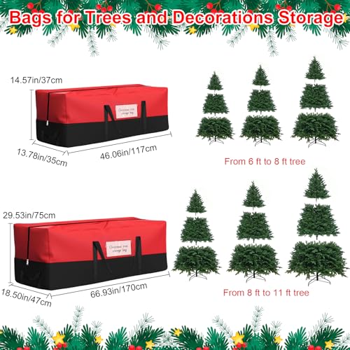 Doacpcr Blackred 8 Ft Heavy-Duty Christmas Tree Storage Bag with Reinforced Handles