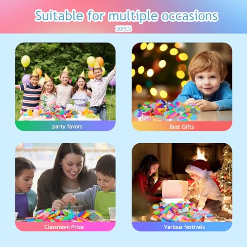 30-Piece Mini Pop Keychain Fidget Toy Set for Party Favors and Stress Relief