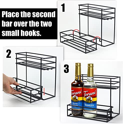 6-Bottle Coffee Syrup Organizer Rack - Durable Metal Countertop Storage