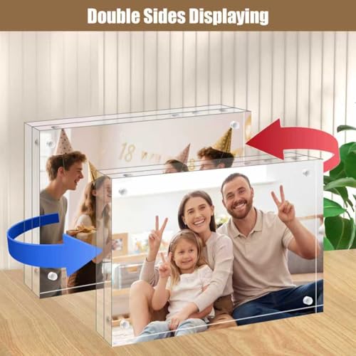 5x7 Clear Acrylic Picture Frames (6 Pack) - Magnetic Desktop Display