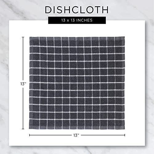 DII Ultra Absorbent, Everyday Cotton Kitchen Towels, Dishcloth Set, Assorted Indigo, 10 Piece