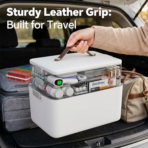 CTIME 3-Tier Portable Medicine Organizer - Large Capacity First Aid Storage Box