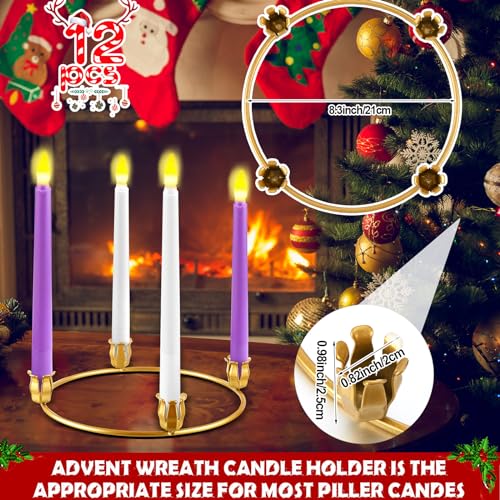 Gold Metal Advent Wreath Candle Holder Rings - 12 Pack Christmas Centerpiece