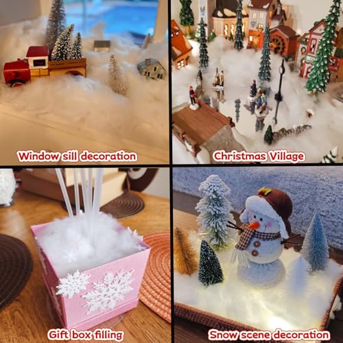 Artificial Snow Fluff Decor - Flame-Resistant Fake Cotton Snow (5.6 oz)