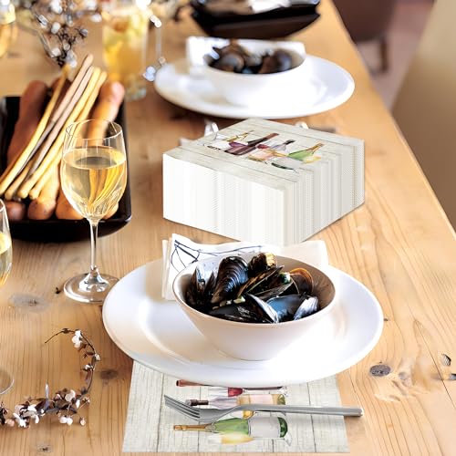 Fairooth 50 Pcs Disposable Wine & Cocktail Napkins - Elegant 3-Ply Paper for Parties