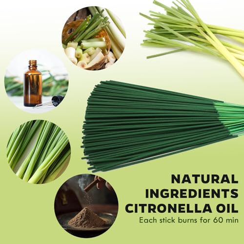 Citronella Incense Sticks - 120 Pack Lemongrass Scent for Patio and Camping