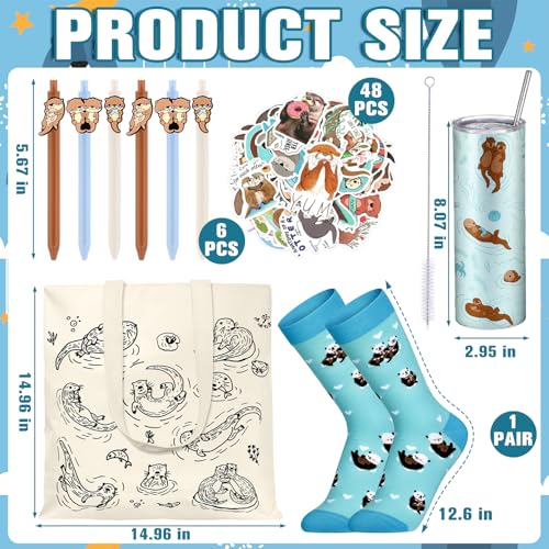 Sea Otter Gift Set with Socks, Water Bottle & Accessories for Women