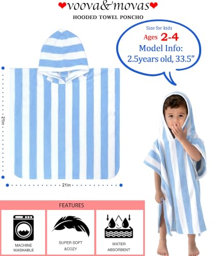 Toddler Hooded Poncho Towel – 100% Cotton Bath & Beach Towel (2-4 Yrs)