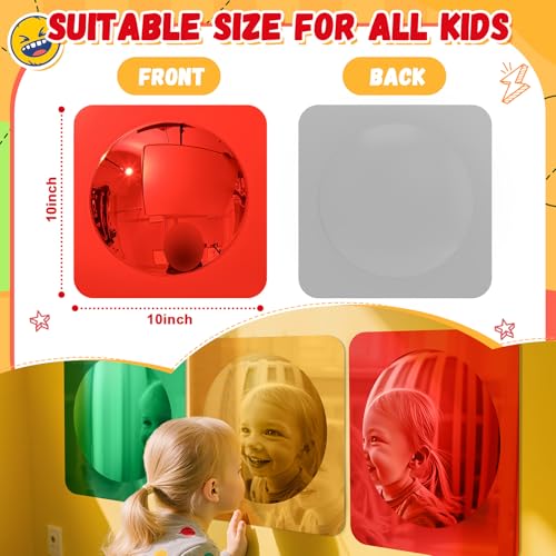 3-Piece Sensory Wall Bubble Mirrors, Colorful Acrylic Convex Mirror Set