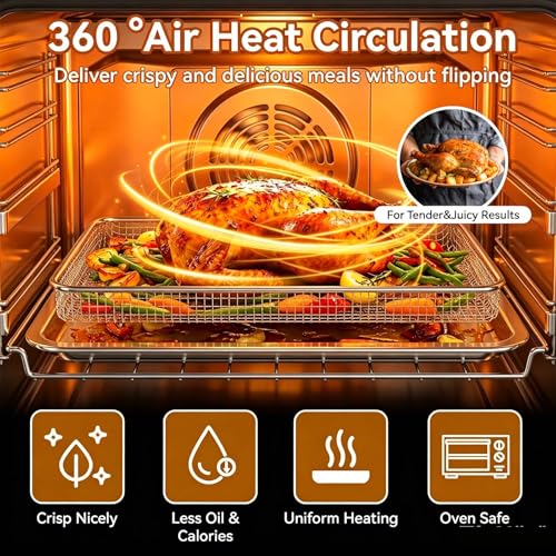 Air Fryer Baking Tray and Wire Mesh Basket Set for Toaster Ovens