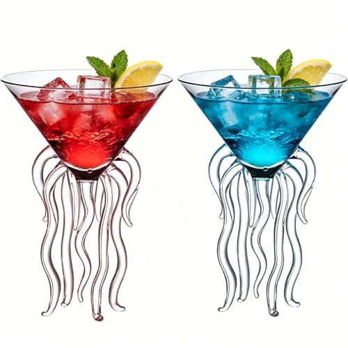 Octopus Cocktail Glass, 250ml Crystal Glass Martini Goblet for Parties