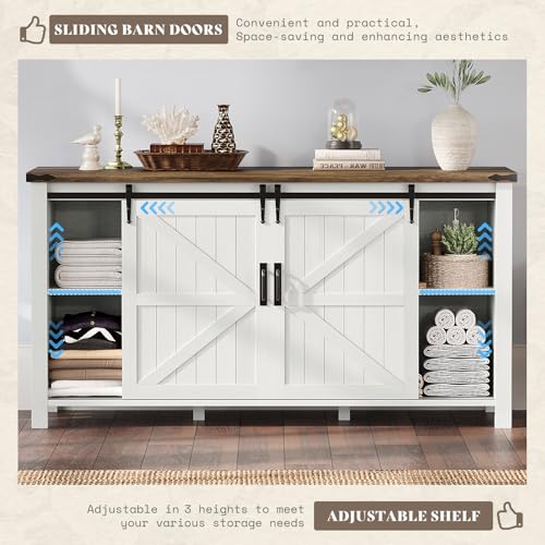 4-Piece Farmhouse Bedroom Set with Full Bed, Bookcase Headboard and 3 Dressers