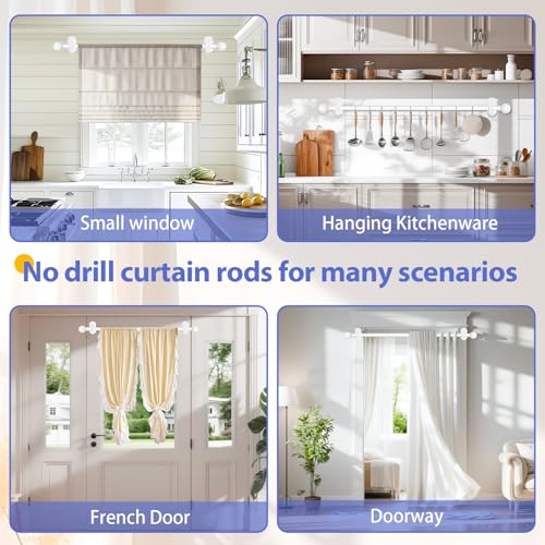 No-Drill Adjustable Curtain Rod with Adhesive Brackets - White, 36-88"
