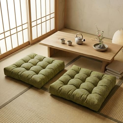 Large Square Memory Foam Floor Cushions, 22x22 Inch Set of 2