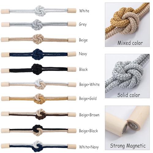 Magnetic Curtain Tiebacks with Decorative Wooden Knot, 2-Pack