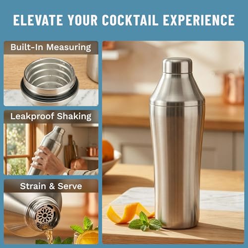 Elevated Craft Hybrid Cocktail Shaker Vacuum Insulated Stainless Steel 28 oz