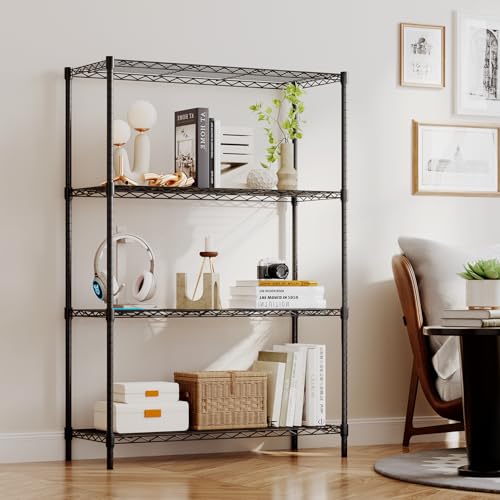 4-Tier Wire Shelf 36" x 14" x 54" Black Heavy-Duty Storage Rack
