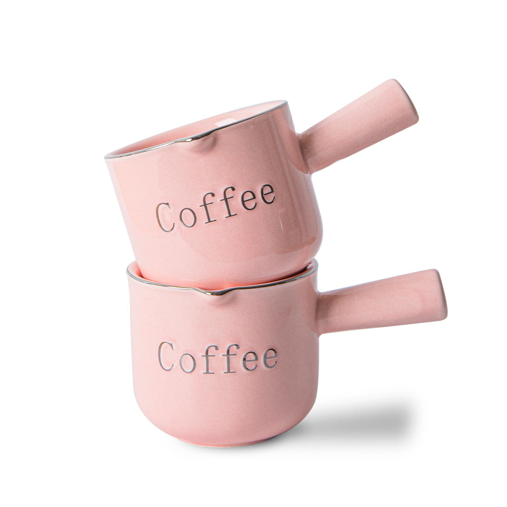 90ML Espresso Cups with Handle, Ceramic Espresso Shot Cups with V-Shaped Mouth, Coffee Measuring Cup & Pitcher for Espresso Making & Frothing, Ideal for Espresso Lovers
