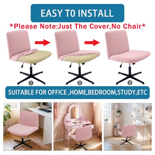 Elastic Armless Chair Cover - Criss Cross Design, Pink