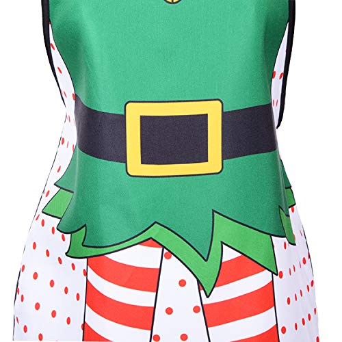Lvydec 1 Pack Christmas Elf Apron - Fun Holiday Kitchen Chef Bib for Adults