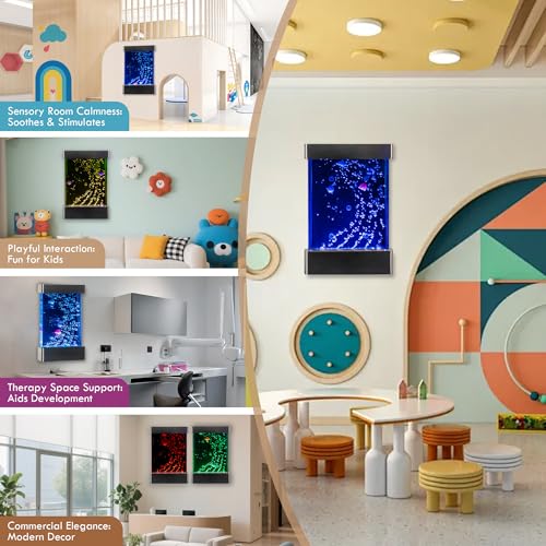 16x24 Inch LED Water Bubble Wall, Stainless Steel Sensory Decor