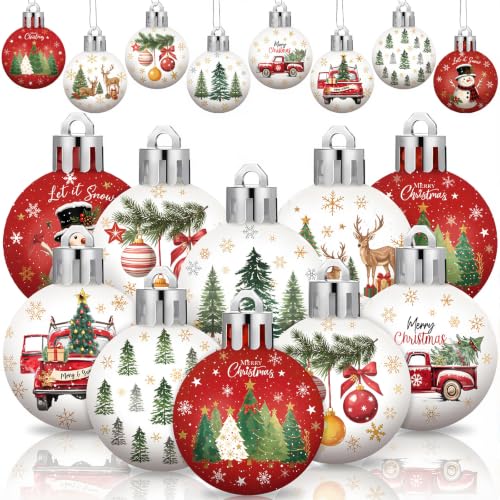 HyDren Farmhouse Christmas Ornaments 40-Pack - 8 Rustic Designs for Tree Decoration