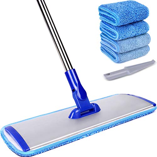 18-Inch Professional Microfiber Mop Floor Cleaning System with 4 Washable Pads