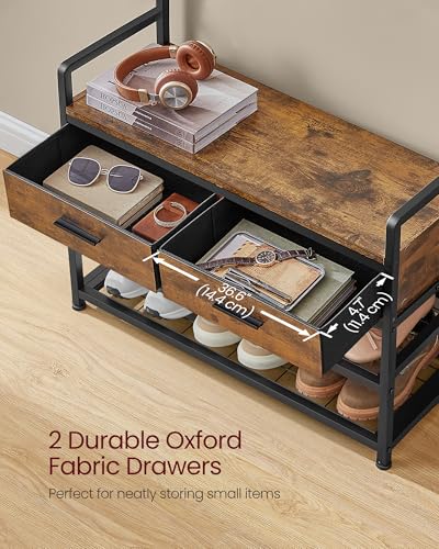 Entryway Hall Tree with Shoe Bench, Coat Rack and 2 Storage Drawers