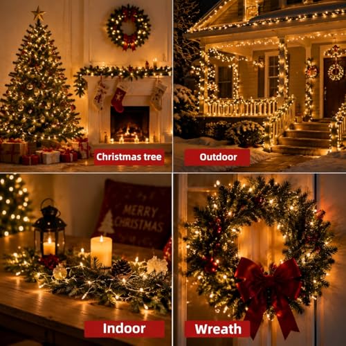 Dolunvo 21Ft Warm White Christmas Lights, 100 Incandescent Mini Bulbs UL Certified Connectable Indoor Outdoor String Lights