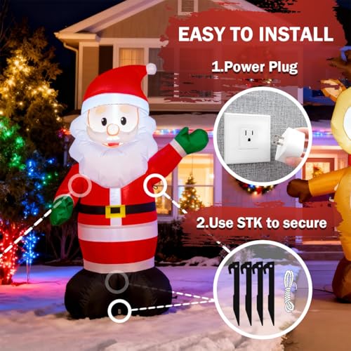 Inflatable Santa Claus with LEDs - 4ft Holiday Yard Decor, Auto Blow Up, Santa Variation