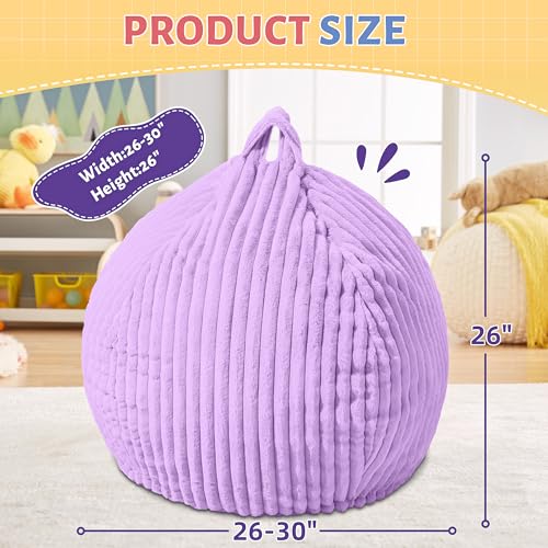 2ft Memory Foam Bean Bag Chair with Washable Stripe Plush Cover, Purple