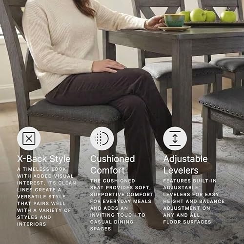 7-Piece Dining Set with X-Back Chairs and Gray Wash Finish