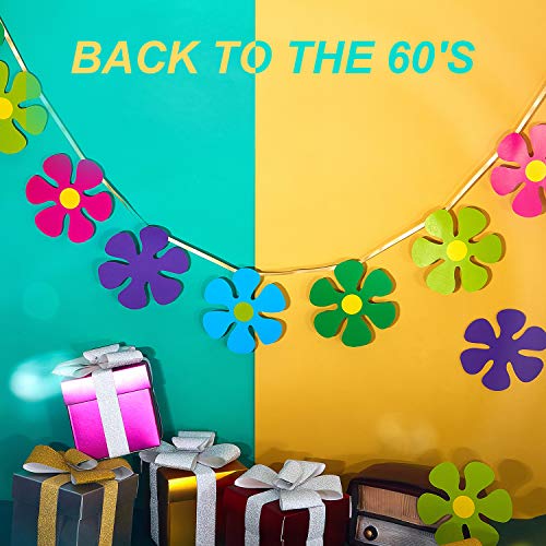 60 Retro Flower Cutouts for Hippie Party Decorations, 4.33-inch Paper Flowers