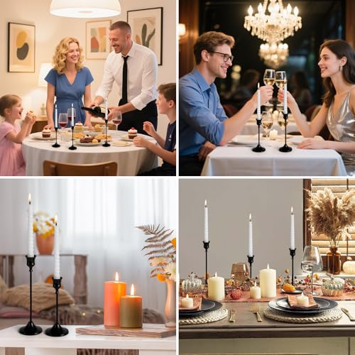 Metal Taper Candle Holder Set - 6PCS Elegant Black Holders