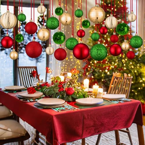 Relaxgiant 36 Pcs Christmas Hanging Ornaments Set - Red, Green, Gold