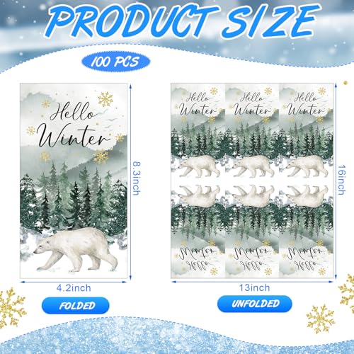 Saypacck 100 Pcs Christmas Paper Napkins 2-Ply Holiday Guest Towels Snowflake & Forest Design