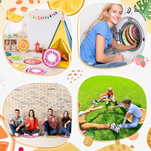 12-Piece Watercolor Fruit Carpet Circle Seats for Classroom Floor Mats